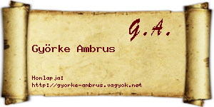 Györke Ambrus névjegykártya